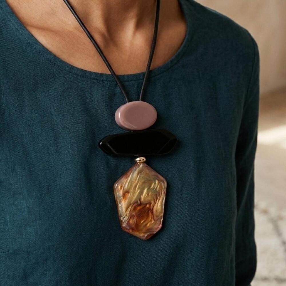 Bohemian brown statement necklace with